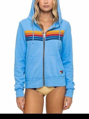 NWT AVIATOR NATION 5 STRIPE HOODIE- SKY